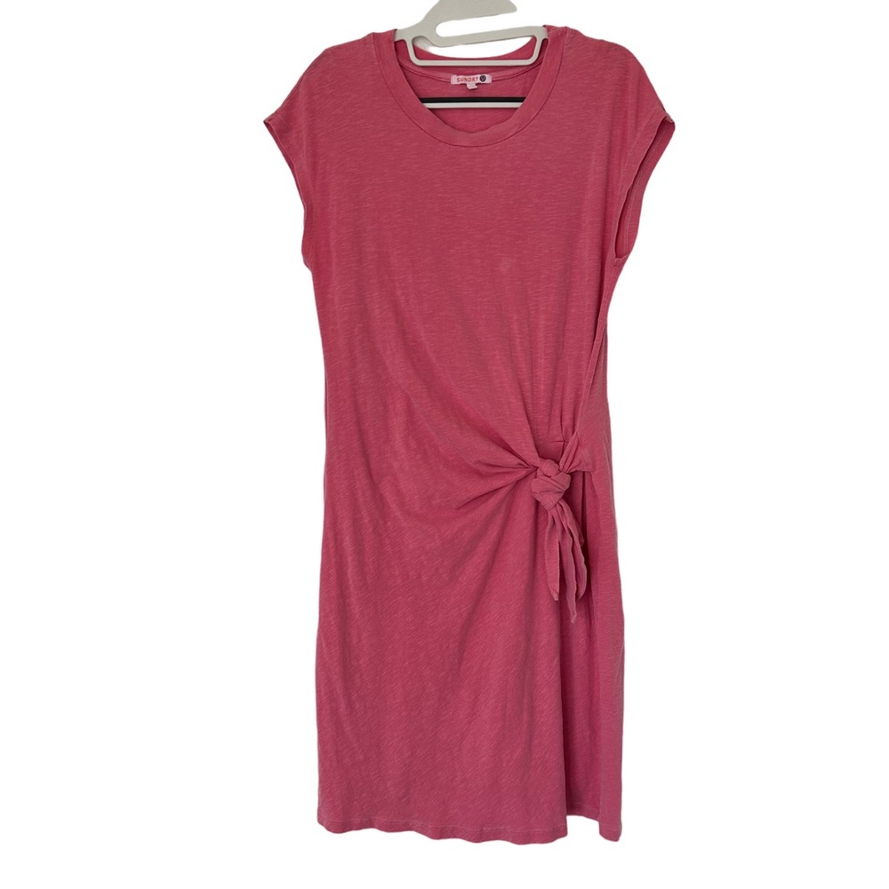 Anthropologie Sundry Pink Side Knot T-Shirt Dressโ Sz 2 Medium Knit Cotton Blend
